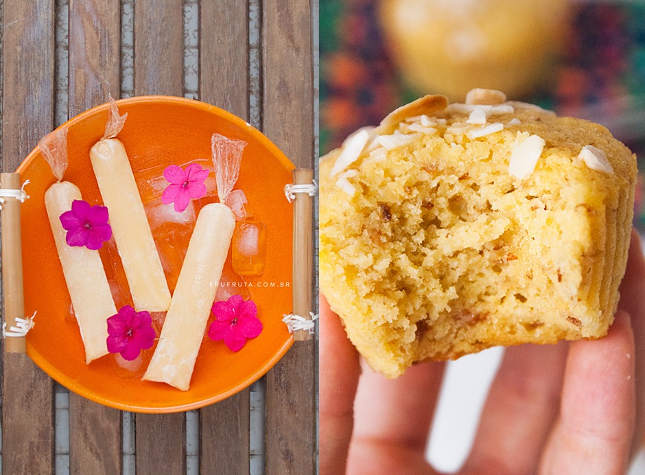 Geladinho Saudável de Tangerina e Amêndoas + Muffin com Resíduo - Sem Lactose, Sem Glúten, Vegano | Receita | Video | Pati Bianco | Fru-fruta